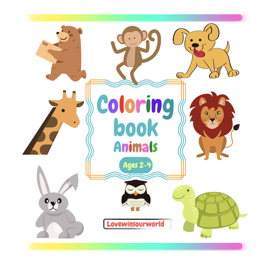 Carte de colorat cu animale pentru copii 2–4 ani | 52 pagini | Kiddonia