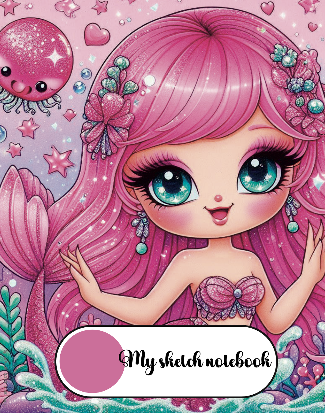 Caiet de schite cu sirena pentru fete | Sketchbook creativ 120 pagini