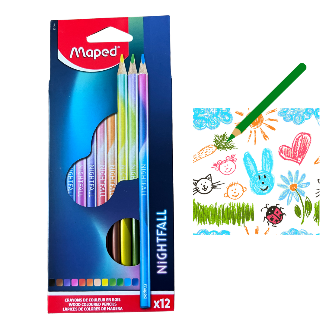 Set 12 Creioane Colorate Maped Nightfall – Design premium, culori intense