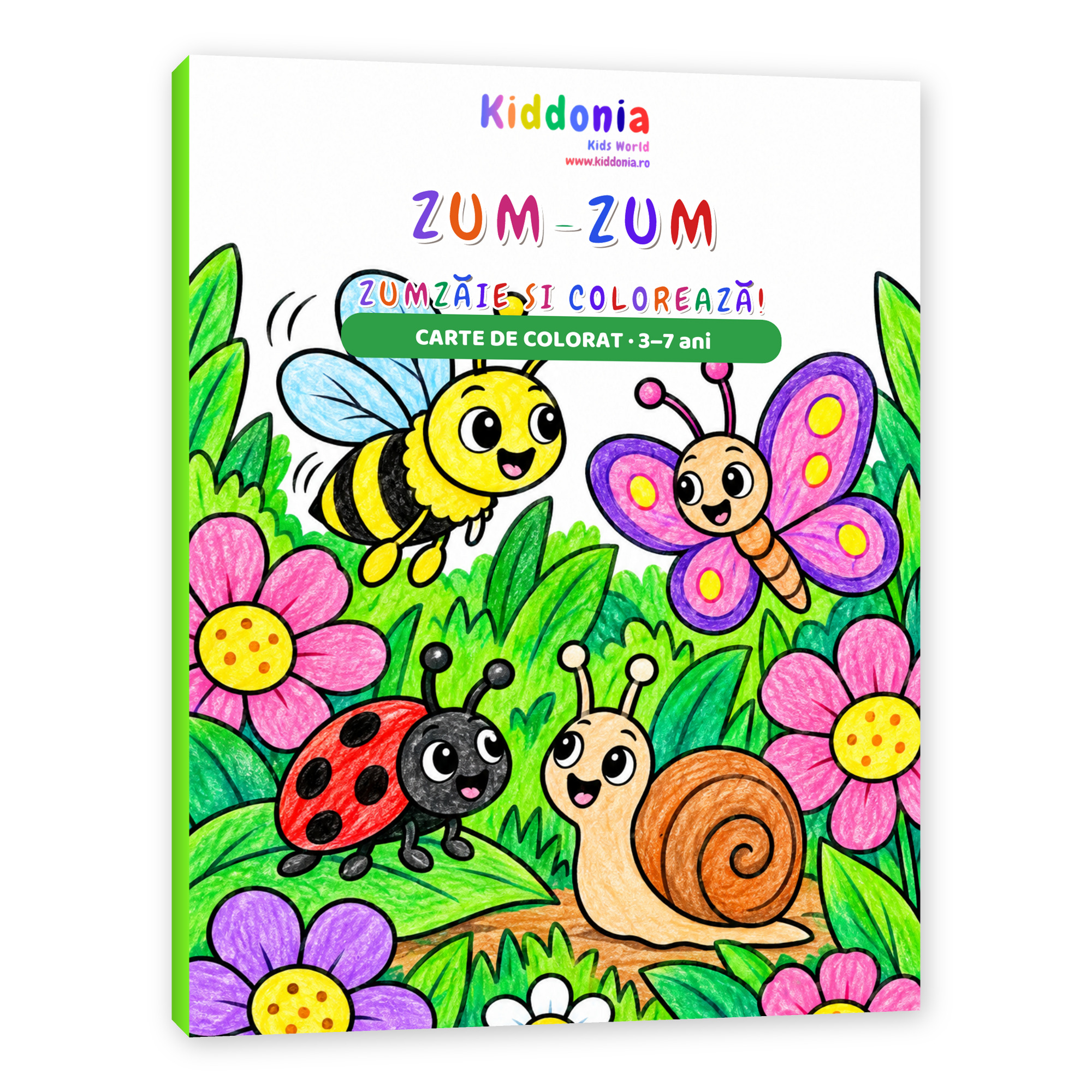 Carte de colorat Zum-Zum, insecte vesele din grădină